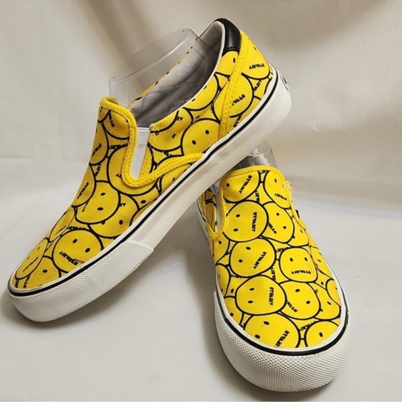 Airwalk Smiley Face Waride Yellow Black Slip-on Sneakers - Picture 2 of 6